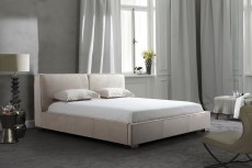 Exotic Wood High End Platform Bed with Easy to Clean Fabric Exotic Wood High End Platform Bed with Easy to Clean Fabric