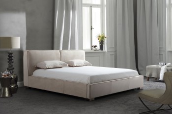 Exotic Wood High End Platform Bed with Easy to Clean Fabric Exotic Wood High End Platform Bed with Easy to Clean Fabric