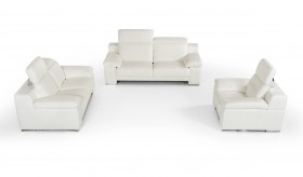 Italian Handmade Neat White Real Leather Sofa Set