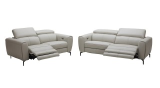 Premium Italian Leather Sofa Set with Recliner Seats