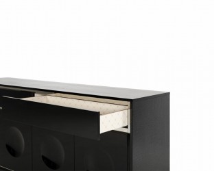 Four Door Crocodile Lacquer Buffet in Black