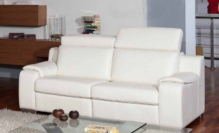 Contemporary White Leather Living Room Sofa Set