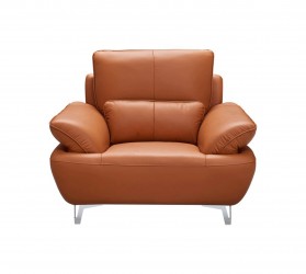 Italian Leather Sofa Set with Steel Legs