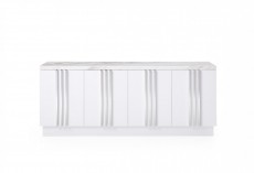White Marble and Stainless Steel Buffet White Marble and Stainless Steel Buffet