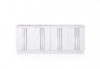 White Marble and Stainless Steel Buffet White Marble and Stainless Steel Buffet