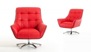 Eco-Leather Lounge Chair with Chrome Frame and Color Options