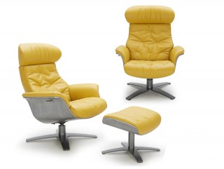 Futuristic Modern Leather Upholstered Swivel Lounge Chair with Color Options