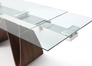 Stylish Glass Top Leather Modern Dinner Table Set