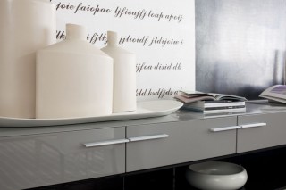 Modern Grey High Gloss Buffet with Glass