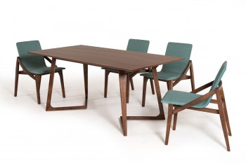 Contemporary Scandinavian Style Walnut Dining Set