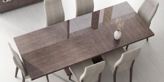 Made in Italy Extendable in Wood Microfiber Seats Modern Dining Set