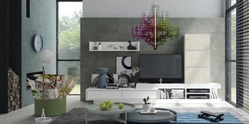 White Wall Unit with Ceramic Look Accent White Wall Unit with Ceramic Look Accent
