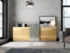 Light Wooden Oak with Metallic Buffet Light Wooden Oak with Metallic Buffet