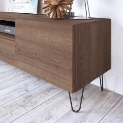 Modern Natural Wood Wall Unit with Orange Accent