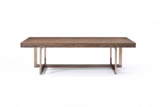 Modern Elm and Antique Brass Coffee Table