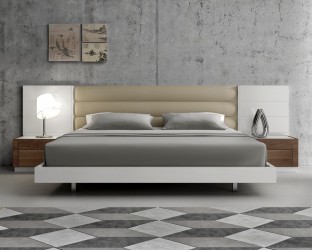 Fashionable Leather Modern Design Bed Set with Long Panels