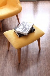 Cozy Yellow Fabric Chair with Ottoman