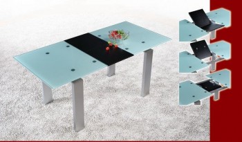Frosted Glass Contemporary Extendable Dining Table
