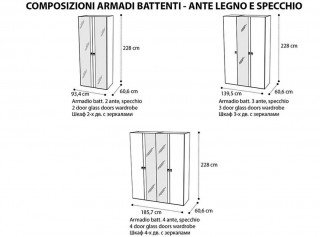 Made in Italy Wood Contemporary Design Set with Extra Storage