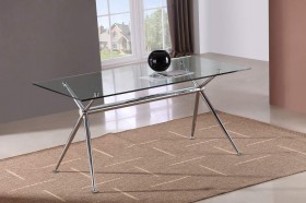 Marengo X Base Design Rectangular Dining Table with Glass Top