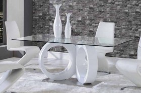 White Dining Table with Unique Glossy Base