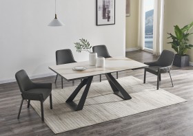 Stylish Rectangular Top Leather Modern Dining Set