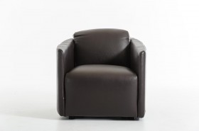 Contemporary Espresso Full Leather Lounge Chair Made in Italy