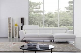 White Two Piece Sectional Sofa with Ratchet Headrest