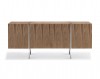 Natural Walnut Buffet with Polished Stainless Steel Legs