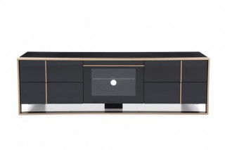 Modern Black TV Unit with Brushed Rosegold Stainless Steel Frame