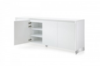 White High Gloss Buffet with Stainless Steel Base