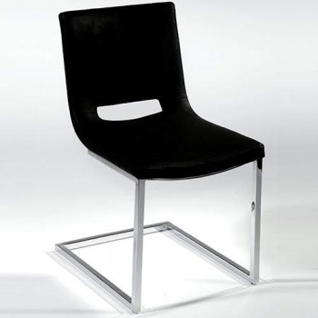 Low Upholstered Back Side Chair with Chrome Frame Base