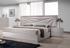 Lacquered Leather Modern Platform Bed with Extra Storage Lacquered Leather Modern Platform Bed with Extra Storage