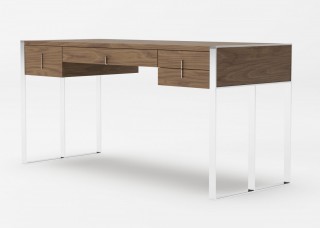 Modern Walnut Office Desk with Stainless Steel Legs