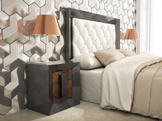 Refined Leather Designer Bedroom Set