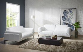 Manhattan Contemporary White Leather Sofa Set