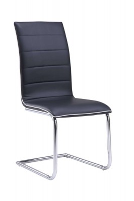 Black Dining Side Chair with White Lining Accent