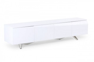 4 Door Modern White TV Stand with Stainless Steel Legs