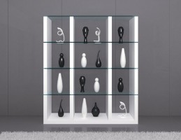 Cloud Unique Wall Unit in White with Clear Glass Shelves