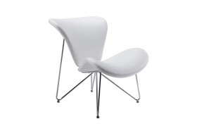 Contemporary White Leatherette Chrome Frame Chair