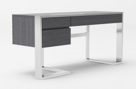 Modern Elm Grey and Stainless Steel Desk