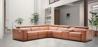 Advanced Adjustable Leather Corner Sectional Sofa with Cushions