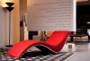 Genuine Red Leather Leisure Lounge Chaise