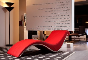 Genuine Red Leather Leisure Lounge Chaise Genuine Red Leather Leisure Lounge Chaise