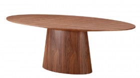 Sharp Contemporary Walnut Finished Dining Table With Sturdy Base