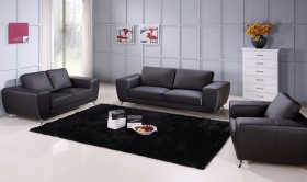 Unique Sofa Set Upholstered In Black