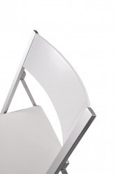 Floating Sleek White Gloss Table with Creative Leatherette Chairs