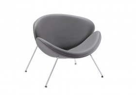 Contemporary Grey Leatherette Stainless Steel Legs Chair