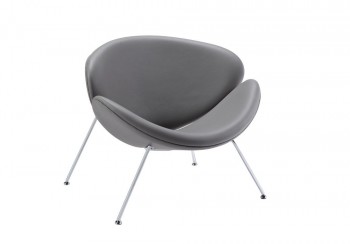 Contemporary Grey Leatherette Stainless Steel Legs Chair