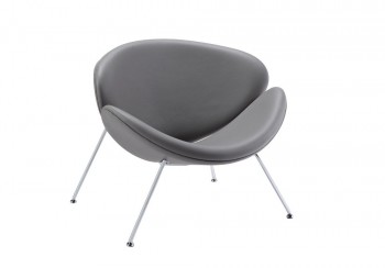 Contemporary Grey Leatherette Stainless Steel Legs Chair Contemporary Grey Leatherette Stainless Steel Legs Chair